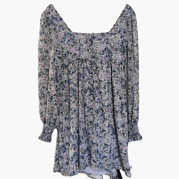 NWT BCBGeneration Puff Sheer Sleeve Floral Print Babydoll Mini Dress 6 - Picture 6 of 6